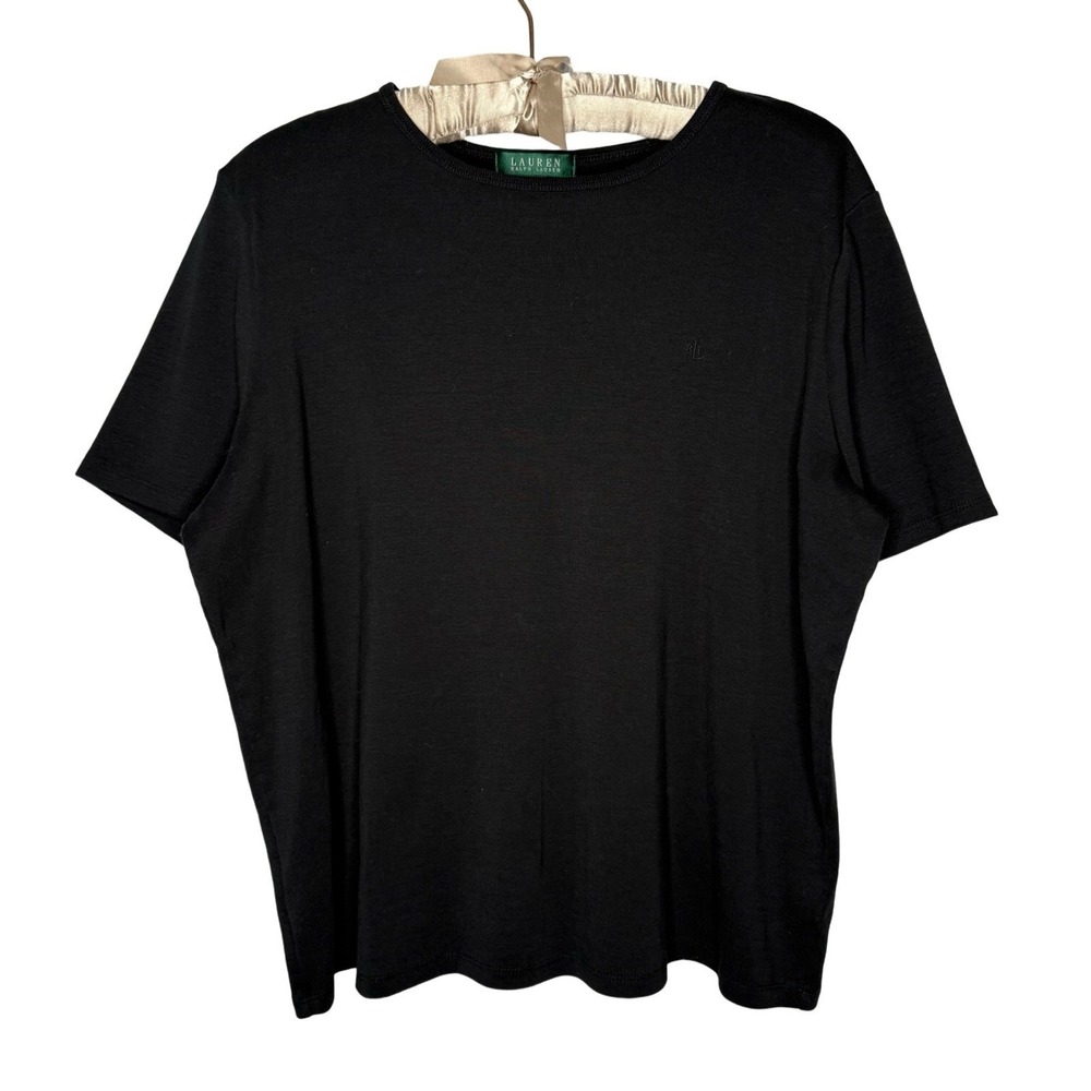 LRL Ralph Lauren Top 2X Black Short Sleeve Cotton Basic Crewneck Tee‎ Pony Logo